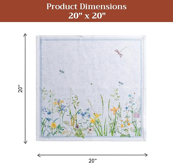Maison d' Hermine Cloth Napkins Set of 6 100% Cotton Everyday Reusable Square Napkins Cloth Washable Dinner Party Wedding Restaurant Gifts for Mothers Day Spring/Summer (Fleurs De Mai, 20" x 20")