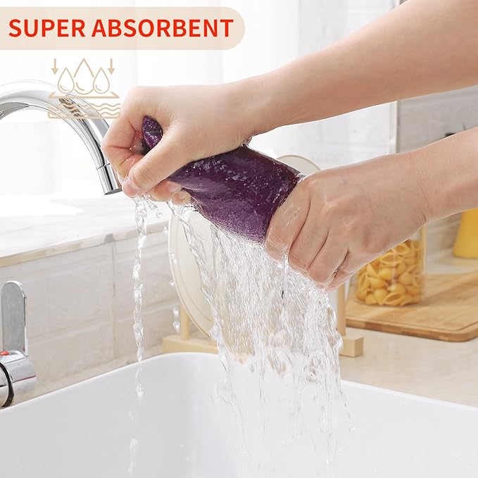 Kitinjoy 100% Cotton Waffle Weave Kitchen Hand Towels (13 x 28 Inches, Violet), 4-Pack Super Soft and Absorbent Dish Towels for Drying Dishes