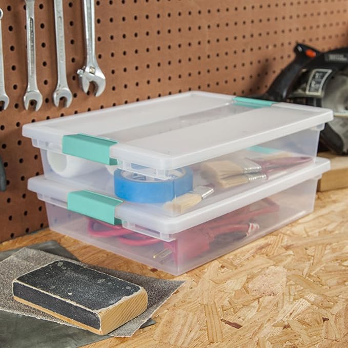 Sterilite 18-Pack Clip Box, Clear Storage for Crafts, Supplies and Office Items, Large
