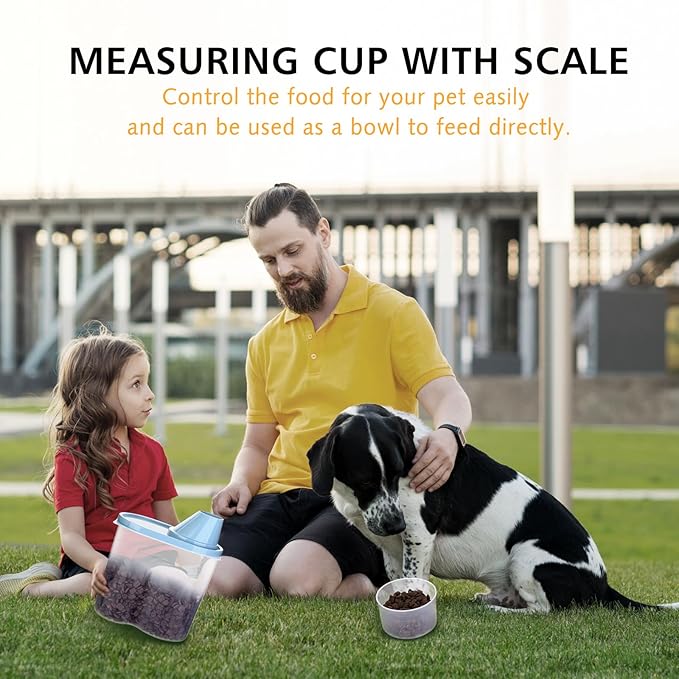 GreenJoy 2 Pack 2lb/2.5L Pet Food Storage Container with Measuring Cup, Can Covers and Bowl for Small Dog, Cat, Waterproof-BPA Free (Blue 1.8L)