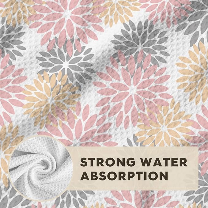 Artoid Mode Pink Dahlia Floral Kitchen Dish Cloths, 12x12 Inch Quick Dry Microfiber Dishcloths for Kitchen Premium Dish Rags Set of 2