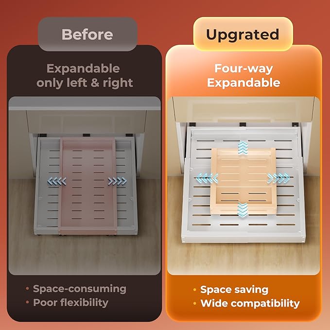 2 Pcs Pull Out Cabinet Organizers, Width (12"-19") and Depth (17"-23") Expandable With 3 Slides, No Drill Slide out Drawers Adhesive Film or Nail Cabinets Without Lip in Kitchen, Bathroom