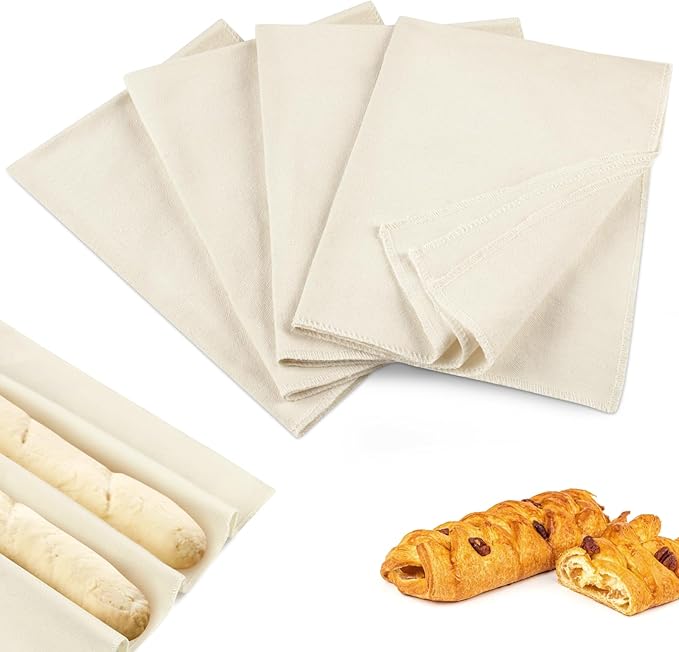 Ninsula 4PCS Tea Towels for Baking Sourdough, 14x18.8 Inch Reusable Thick Bread Towels for Proofing, Bread Cloth for Baguettes, Pastry, Loaves