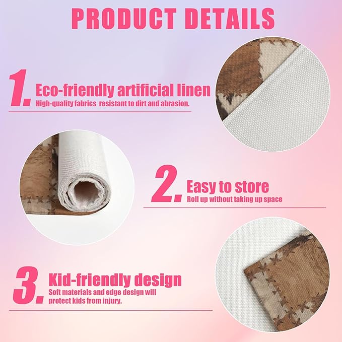 Brown Cowhide Print Placemats Set of 6,12x18 Inch Cow Skin Linen Place Mat Washable Stain Resistant Table Mats for Spring Summer Seasonal Farmhouse Kitchen Party Home Decor