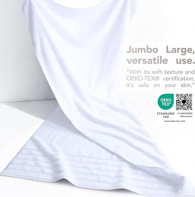American Soft Linen 35x70 Jumbo Large Bath Towel, 600 GSM 100% Cotton Turkish Bath Sheet, Oversized Luxury Bath Towel for Bathroom Beach and Pool, White