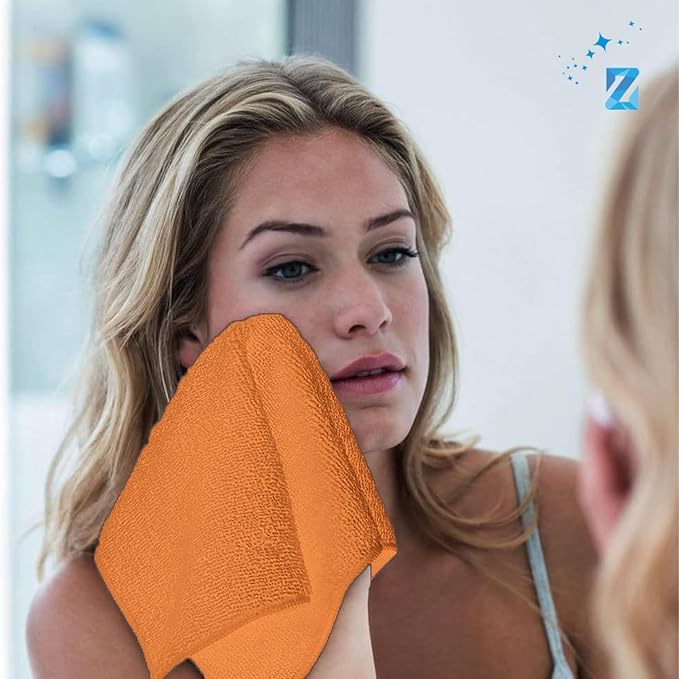 ZUPERIA 100% Cotton Bath Wash Cloths 24 Pack - 12" x 12"- Highly Absorbent Soft Washcloths for Face, Gym Towels, Hotel Spa Quality, Reusable Multipurpose (12 Multicolors)