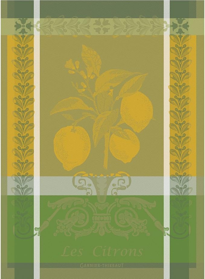 Garnier Thiebaut Citron Zeste (Lemon Zest) French Kitchen Towel 22"x30", Cotton, Jacquard