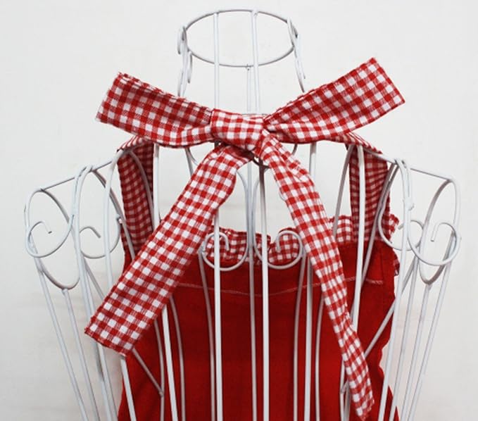 Hyzrz Cute Fashion Cotton Red Aprons for Women Girls Vintage Cooking Retro Apron with Pockets for Mother's day Gift