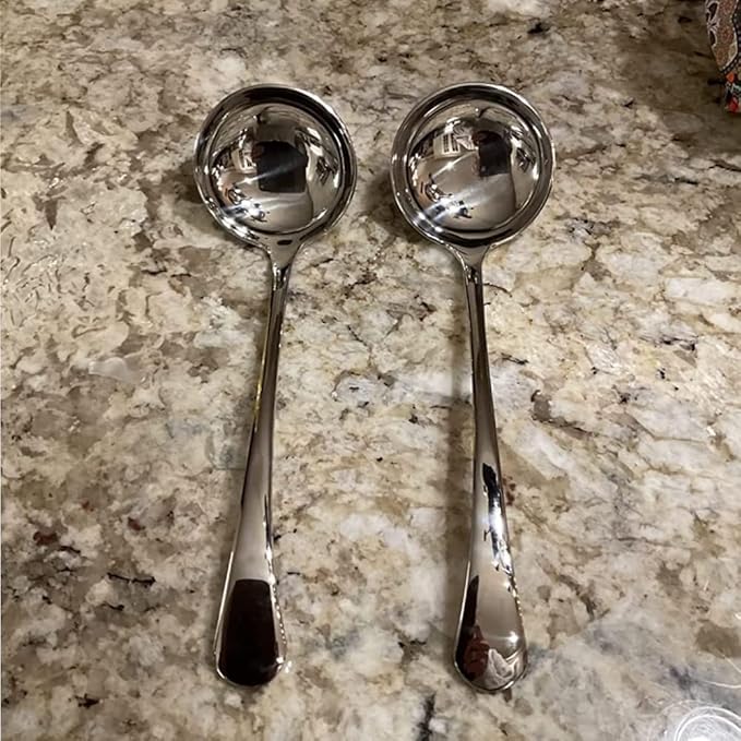 7.9-Inch Silver Small Ladle,Pack of 2,Premium 18/10 Stainless Steel,Ideal for Serving Gravy,Sauce,Soup