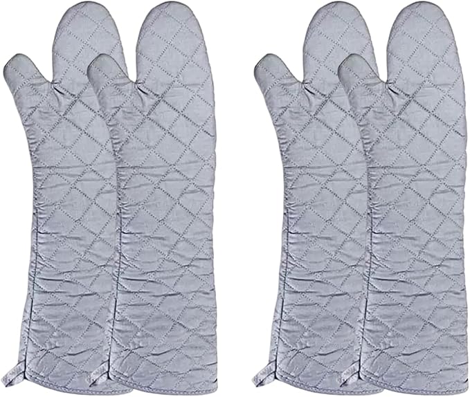 2 Pairs 24 Inch Extra Extra Long Oven Mitts Heat Resistant Cotton Lining Oven Thick Gloves Kitchen Food Service Mittens for Pot Holders Cooking Baking BBQ