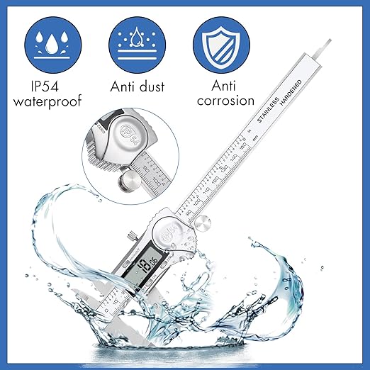 Electronic Digital Calipers, inch and Millimeter Conversion,LCD Screen displays 0-6" Caliper Measuring Tool, Automatic Shutdown, Suitable for DIY/Jewelry Measurement (150mm inch/mm/Fraction)