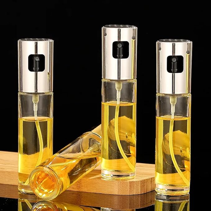 Sprayer for cooking - Olive Oil Sprayer Mister - 100ml Stainles Steel Olive Oil, Vinegar, Water and Other Liquids Sprayer - Perfect for Salad, Barbecue, Kitchen Baking and Roasting (Pack of 4)