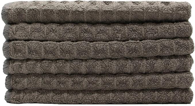 Microfiber Kitchen Cleaning Cloth Thick Dish Rags Waffle Weave Washcloths Dish Cloths Ultra Absorbent Odor Free 12inch X 12inch 6 Pack Gray