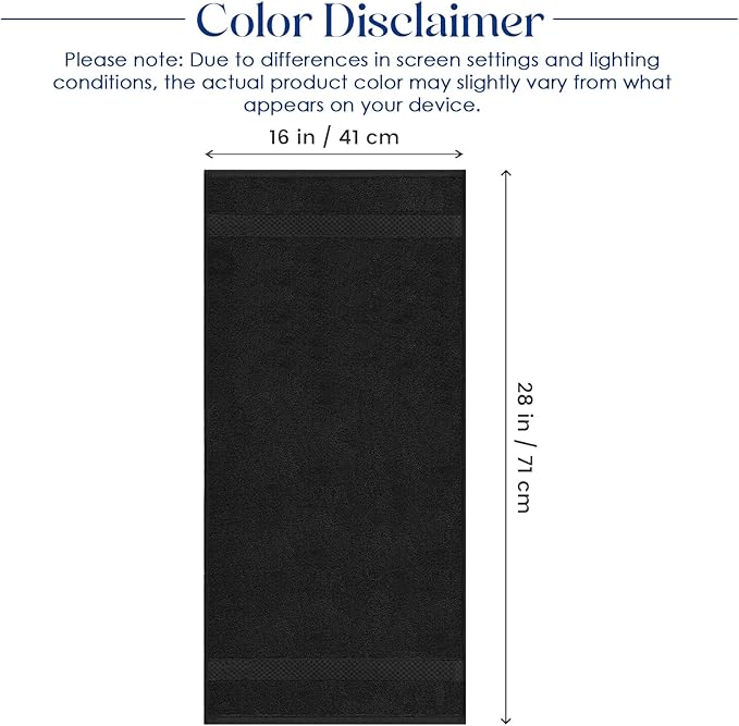 DAN RIVER 6-Pack Premium Hand Towels (16x28 Inches) - 100% Cotton, Ultra Soft, Lightweight, Highly Absorbent Towels for Bathroom, Spa, Gym, Salon, Hotel, and Travel - Black