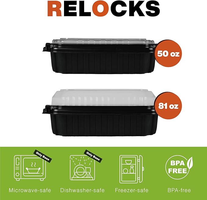 Ultra-Cold Freezer Containers (-30°C/-22°F), Frozen Meal Prep Storage with Lids, Microwave & Freezer-Safe, Perfect for Frozen Meat, Seafood and Hot Meals, 10" x 8.2" x 3.7", 10 Packs
