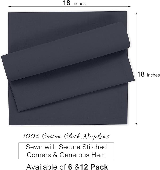 Ruvanti Cloth Napkins Set of 12, 100% Cotton High GSM 18x18 Inches Soft, Washable, Highly Durable & Absorbent, Perfect for Parties, Christmas, Thanksgiving Dinners – Ombre Blue