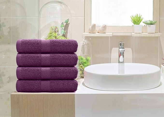 DAN RIVER 6-Pack Premium Hand Towels (16x28 Inches) - 100% Cotton, Ultra Soft, Lightweight, Highly Absorbent Towels for Bathroom, Spa, Gym, Salon, Hotel, and Travel - Purple Passion