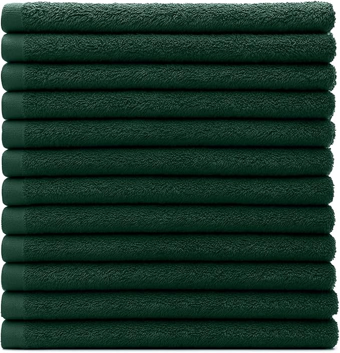 DAN RIVER Kitchen Bar Mops,Pack of 12,16 by 19 Inches,100% Cotton Super Absorbent,Multi-Purpose Cleaning Towels for Home and Kitchen Bars-Huntergreen