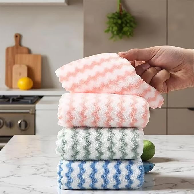 21 Pack Super Absorbent Dish Cloths Coral Velvet Microfiber Kitchen Towels Lint-Free Nonstick Oil Reusable Washable Fast Drying Rags 10"x10" Multipurpose Cleaning Dishcloths for Dishes Countertops