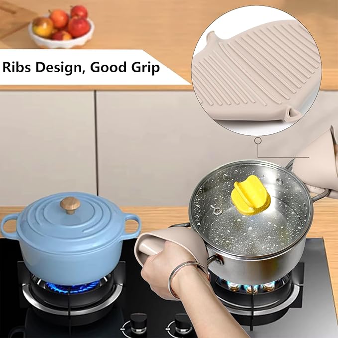 Silicone Oven Mitts Heat Resistant Pot Holders for Kitchens, ChufanMomsil Mini Cute Rubber Mittens 3 Pairs for Grilling, Cooking, Short Baking Gloves Small Silicone Pinch Grip Sets, Multicolored