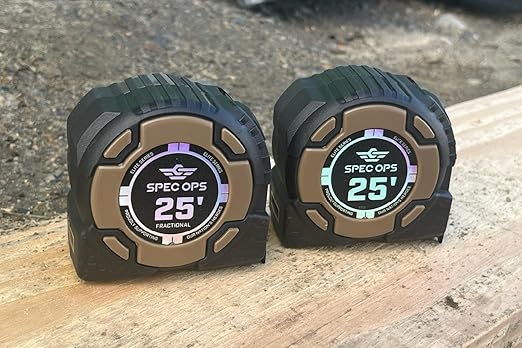 Spec Ops Tools 25-Foot Elite Series Tape Measure, 1 1/4" Double-Sided Blade, Includes Fractional Markings, 12 Feet of Stand Out, Military-Grade Composite Case, 3% Donated to Veterans