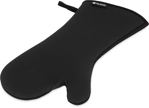 San Jamar UCMX15BK Textured Neoprene Oven Mitt with WebGuard, 15" Length, Black
