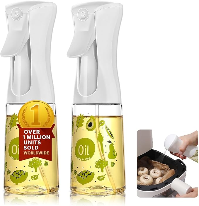 Mistifi oil spray PET bottle 200ml Upgraded Version.Fine Mist Spray Bottle for Air Fryer, Olive Oil, Avocado Oil, Healthy Nonstick Frying, Commercial & Home Kitchen Use　(PS601-200ml 2Pc)