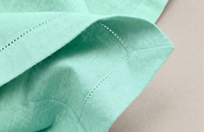 Palisa Mist Green Cotton Napkins Set of 12 | Premium Hemstitch Detailing Cloth Dinner Napkins 18x18 Inch | Soft Washable & Reusable Table Napkins for Everyday Use Weddings Restaurants & Hotels