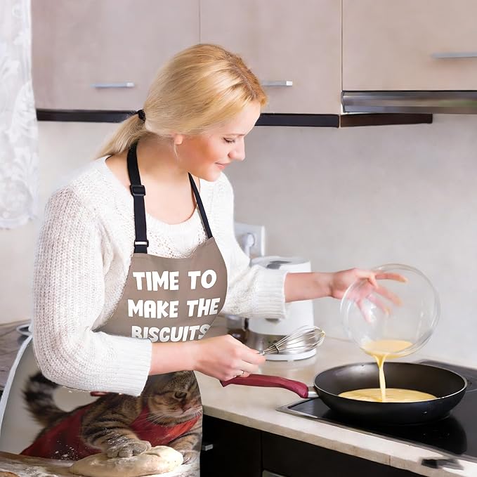 Funny Aprons for Women, Cat Mom Gifts, Made from Scratch Aprons for Women with Pockets