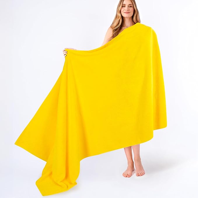 American Soft Linen 100% Cotton 600 GSM Turkish 40x80 Oversized Bath Towel Sheet, Extra Large Adult Towels for Bathroom, Yellow Bath Sheet