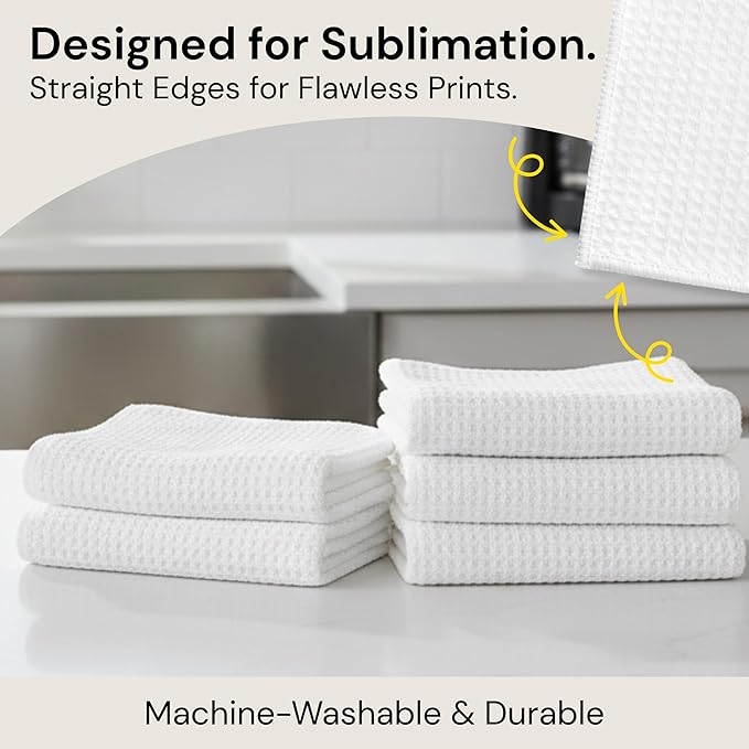 Microfiber Wholesale Sublimation Blanks Towels 16x24 - Premium Waffle Weave Microfiber Towels for Kitchen - Polyester Blanks for Kitchen or Craft Use - Bulk Pack of 156