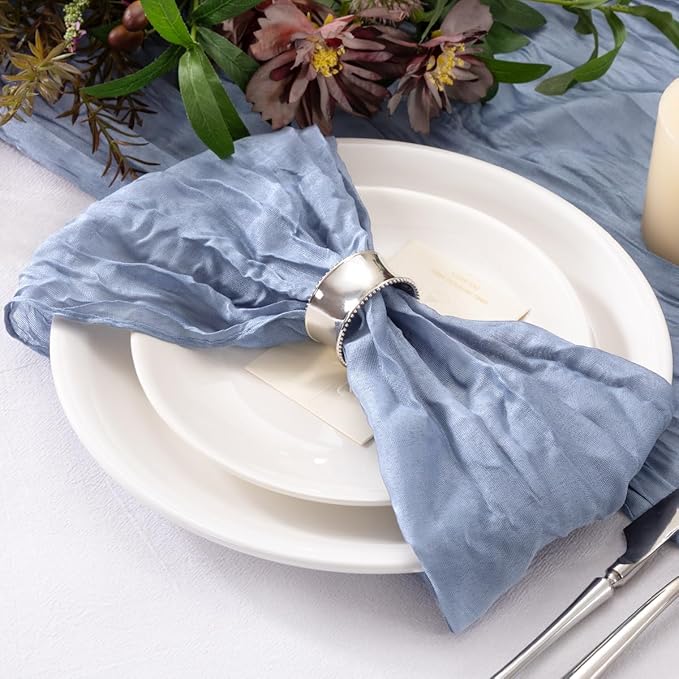 20 Pack Dusty Blue Cheesecloth Napkins Cloth Washable Spring Summer Cloth Napkins Set of 20 Bulk 21x21 Inches for Wedding Baby Bridal Shower Birthday Dinner Party Home Table Decor