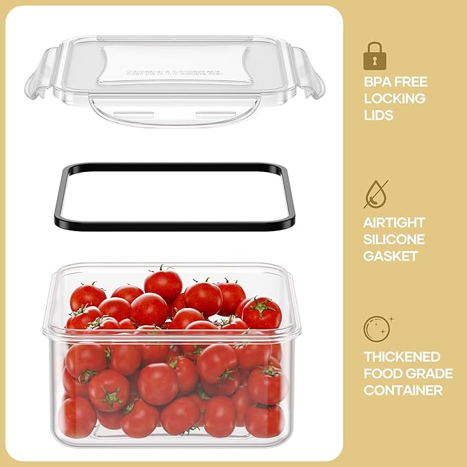 HOMETALL 50-Piece Food Storage Containers with Lids (25 Containers & 25 Lids), Airtight Reusable Meal Prep Containers for Lunch, Plastic Kitchen Storage Containers with Labels & Marker Pen