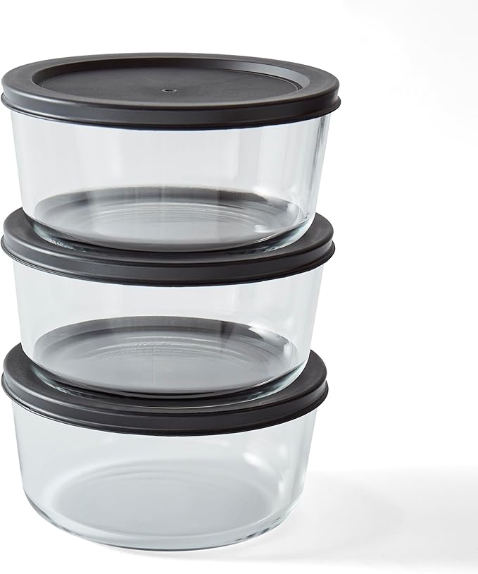 DURA LIVING 6-Piece Glass Food Storage Containers Set (3 Containers + 3 BPA-Free Lids) | 4-Cup, Leakproof | Microwave, Freezer, Oven & Dishwasher Safe | Ideal for Meal Prep & Pantry Organization