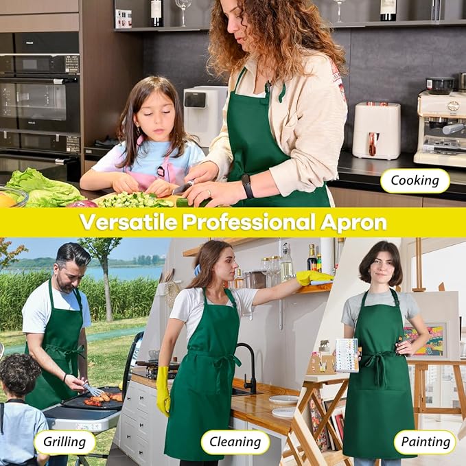 ROTANET Extra Large Apron for Men Adjustable Bib Aprons with 2 Pockets Cooking Kitchen Women Chef Water & Oil Resistant