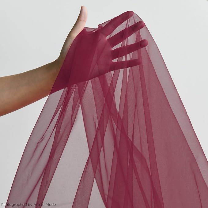 Artoid Mode Burgundy Gauze Table Runner 120 Inch 10FT, Seasonal Sheer Kitchen Dining Holiday Wedding Birthday Baby Shower Table Decor for Home Party