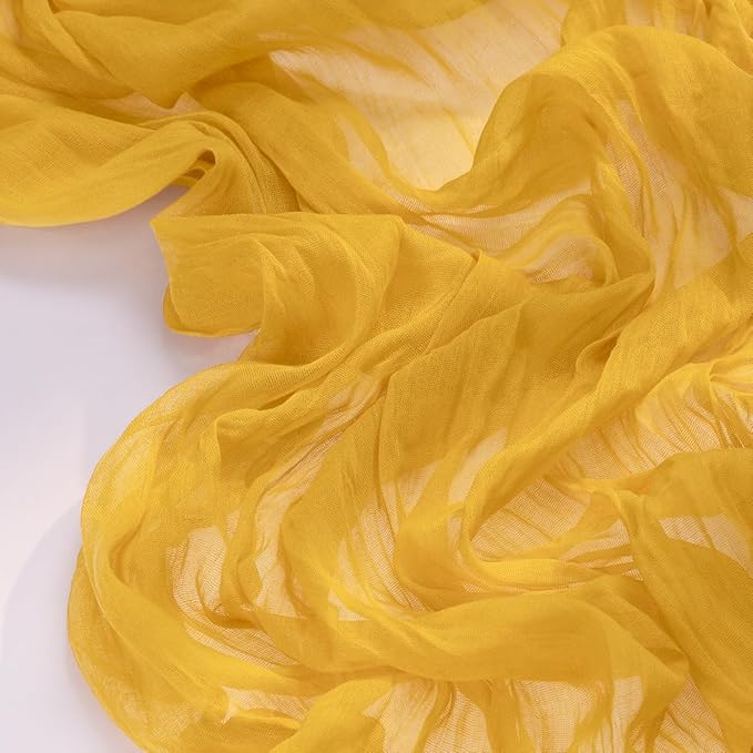Socomi 2pcs Gold Yellow Easter Spring Cheesecloth Table Runner Boho Rustic Gauze 120 inch 10FT Cheese Cloth Runner for Wedding Party Baby Shower Birthday Home Decor Holiday Decorations