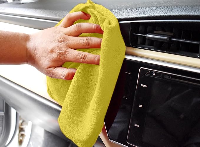 DAN RIVER Shop Towels, 50 Pack Commercial Use Yellow Terry Cloth Rags for Cleaning Cars & Household Surfaces – Well Absorbent, Reusable Cleaning Rags & Wash Clothes – Washable Towels