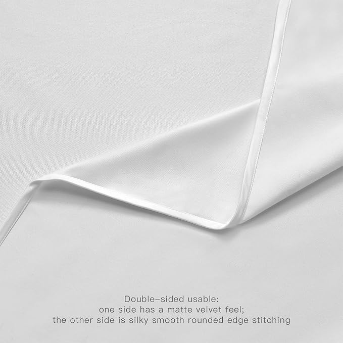 BALCONY & FALCON Rectangle Table Cloth Waterproof Tablecloth Fuzzy Linen and Satin Double-Sided Usable Table Cover for Dining, Kitchen, Cafe, Parties and Outdoor Use (White 55x95)