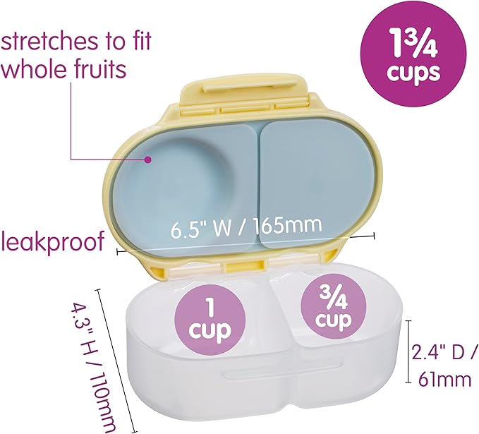 b.box Looney Tunes Snack Box - Leakproof Mini Bento Box for Kids & Toddlers, 2 Compartment Snack Containers for Kids, Lunch Containers, Dishwasher Safe, BPA Free, PFAS Free, Ages 4m+, 1 3/4 Cup