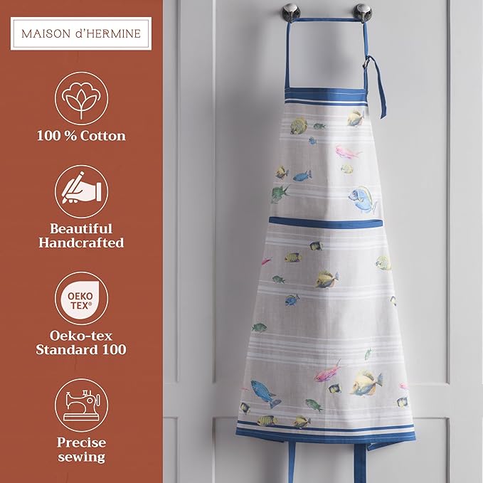 Maison d' Hermine 100% Cotton Apron for women with Pocket Kitchen Chef Apron for Men Cooking Mothers Day Gifts