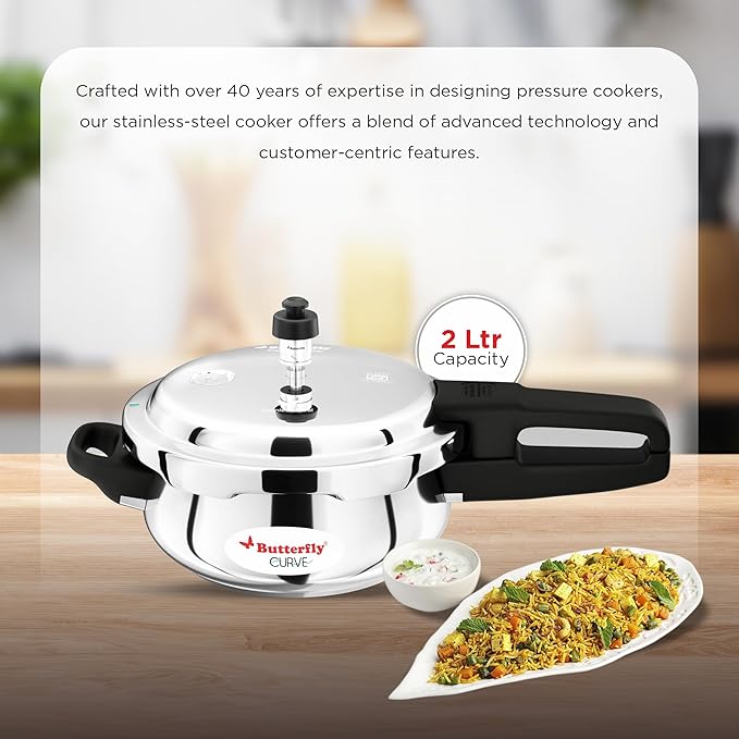 Butterfly Curve Stainless Steel Pressure Cooker - 2 Litres