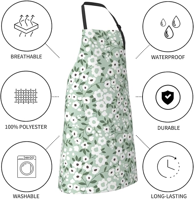 Perinsto Waterproof Apron With 2 Pockets Kitchen Chef Aprons Bibs For Cooking Baking Painting Gardening Grooming