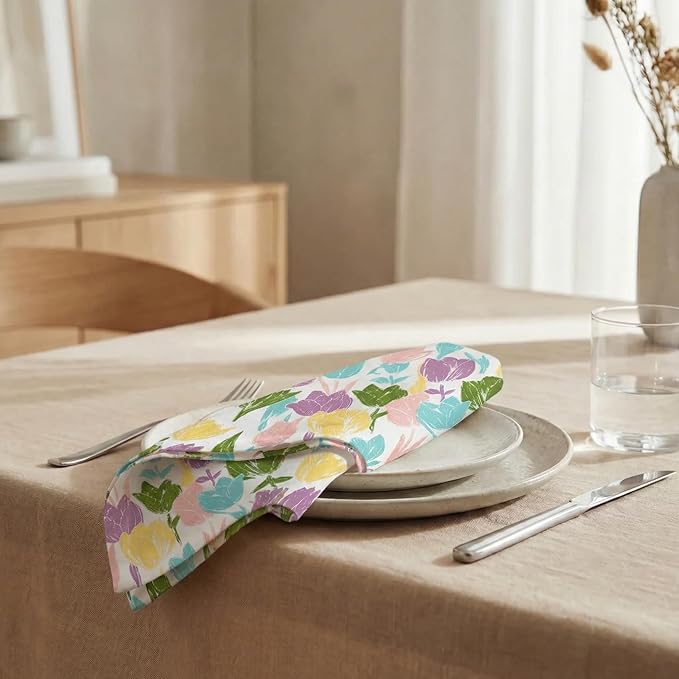 Urban Villa Easter Cloth Napkins 100% Cotton Absorbent Dinner Napkins (Set of 12) 20x20 Soft Durable Reusable Washable Napkins Ideal for Easter Decorations Restaurant Wedding Parties Napkins - Tulip