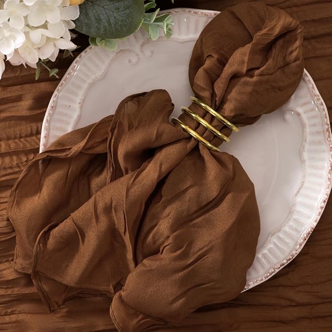 20 Pack Brown Cheesecloth Napkins Cloth Washable Spring Summer Cloth Napkins Set of 20 Bulk 21x21 Inches for Wedding Baby Bridal Shower Birthday Dinner Party Table Decor