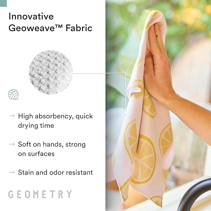 GEOMETRY Tea Towels – Spring & Summer Collection – Quick-Dry, Ultra-Absorbent, Reusable Microfiber Kitchen Towels for Drying & Cleaning - Main Squeeze - 2 Pack