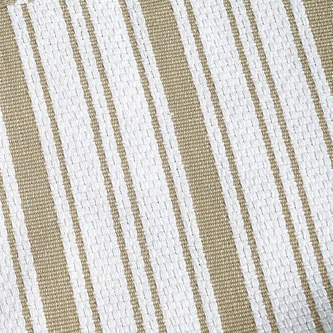 Kitchen Towels Set – Pack of 6 (20’’ x 30’’) Extra Large Premium Cotton Dish Towels for Kitchen – Basket Weave Towels – Absorbent – 100% Cotton – with Hanging Loop – Beige