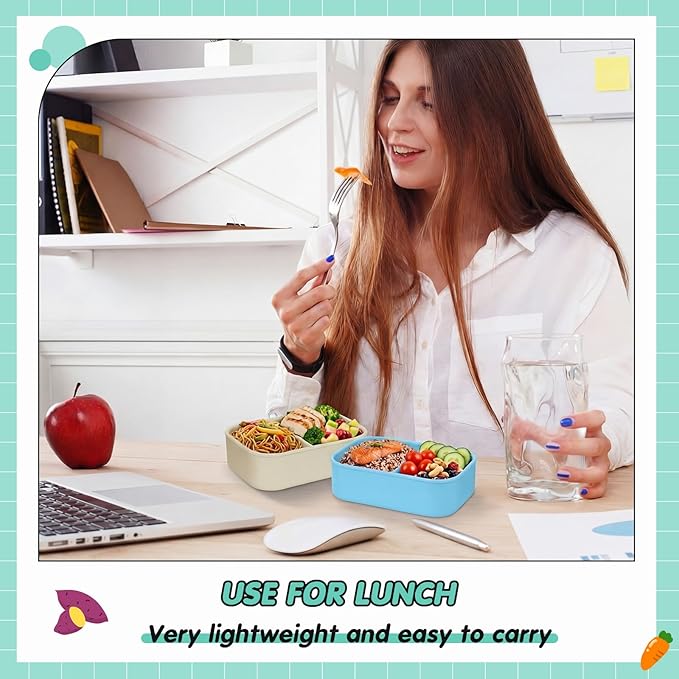 Layhit 4 Pcs Silicone Bento Box for Adults, 27 oz Bento Lunch Container Reusable 3 Compartment Lunchable Food Container for Women Men, Leak Proof Microwave Dishwasher Freezer Safe (Mint Colors)