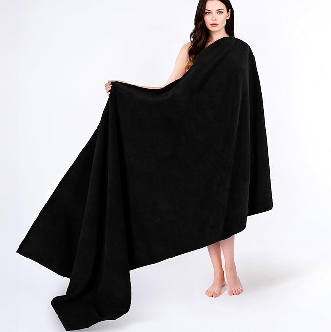 Cotton Paradise 100% Cotton 40x80 Oversized Bath Sheet, Extra Large Turkish Bath Towels for Bathroom, Black Bathsheet