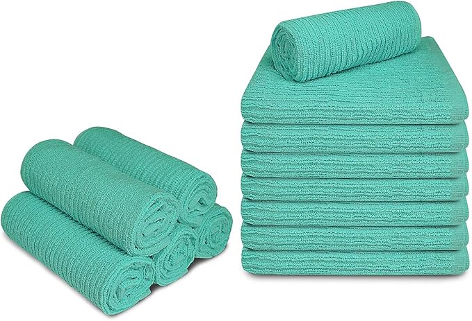 Softolle Bar Mop Towels, Pack of 12-16x19 Inches - 100% Cotton Super Absorbent Towels, Multi-Purpose for Home and Bar Cleaning (Aqua)